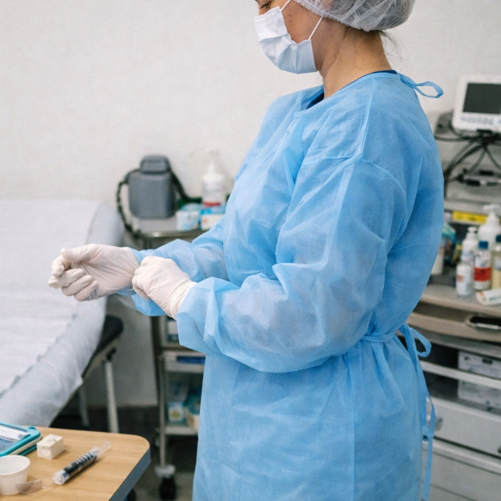 Halat medical TNT (material netesut) hidrofob - 60 buc., culori albastru/alb