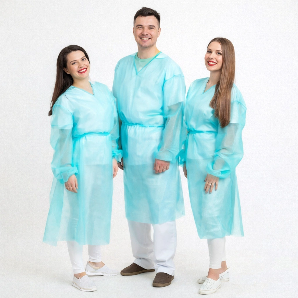 Halat medical TNT (material netesut) hidrofob - 60 buc., culori albastru/alb - Image 2