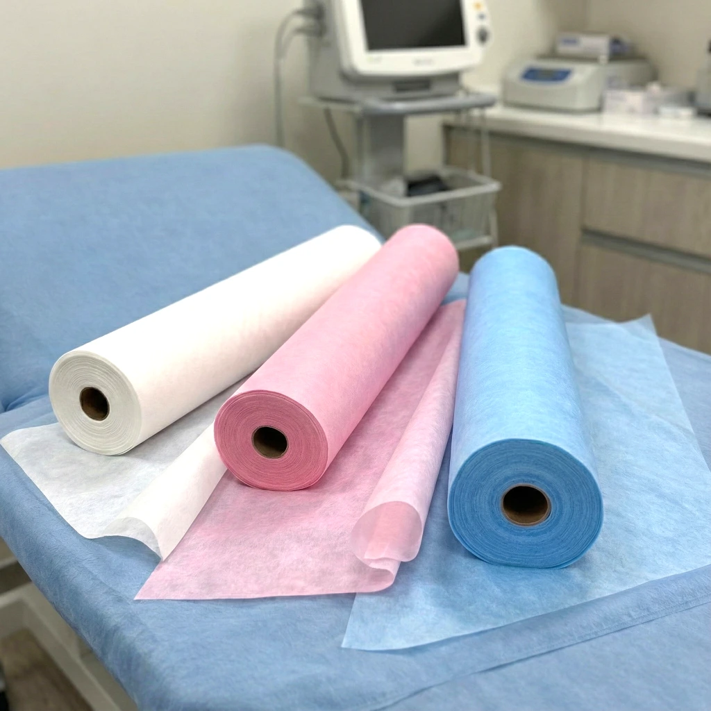 Cearșaf medical flizelină 80 cm x 100 m – alb/roz/albastru
