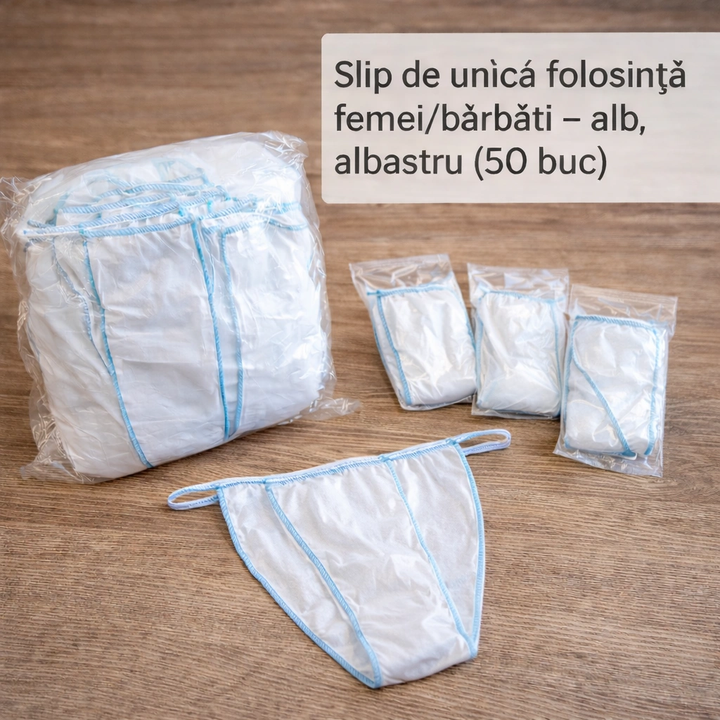 Slip de unică folosință femei/bărbați – alb, albastru (50 buc) - Image 2