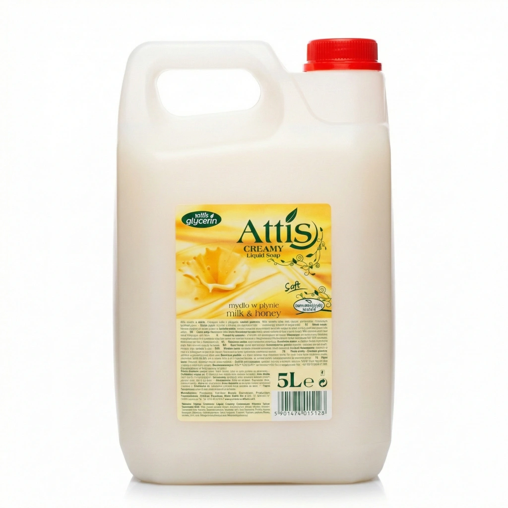 Săpun lichid cremă Attis 5 L – lapte & miere, antibacterial (Polonia) - Image 4