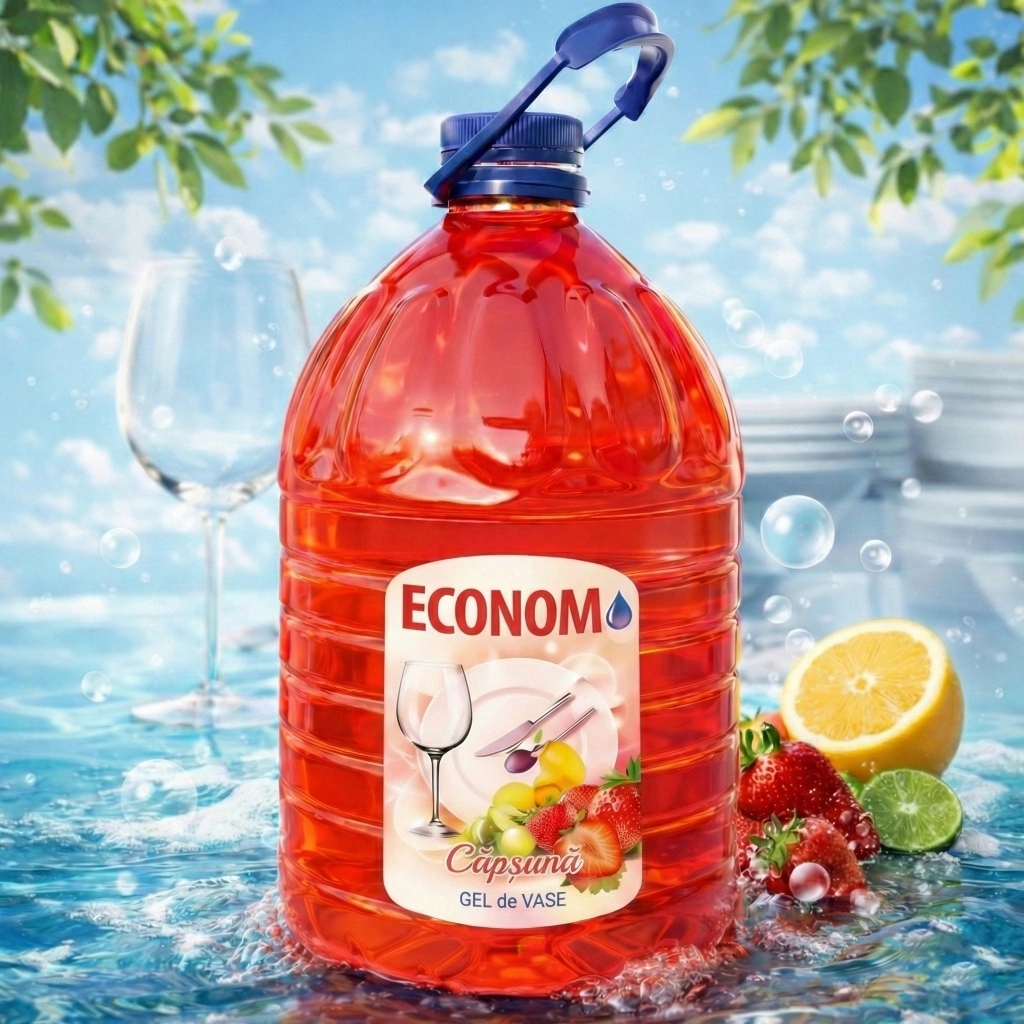 Soluție pentru vase Veantic 5 L (căpșună, lămâie, măr verde, aloe)